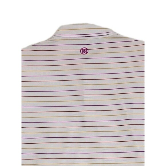 G/FORE Polo Shirt Mens XL White Multicolor Stripe Golf Performance Stretch - Picture 8 of 13
